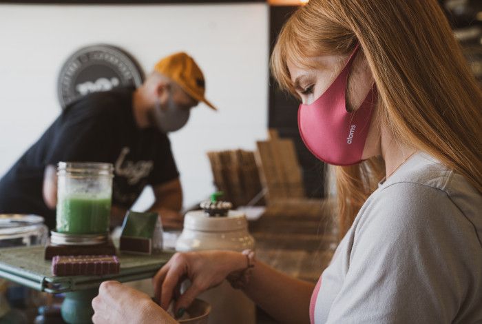 coffee shop staff wearing masks