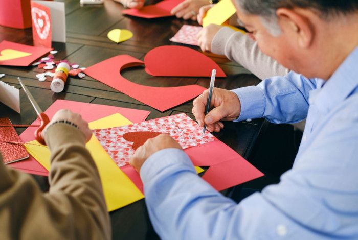 People in a cardmaking workshop.