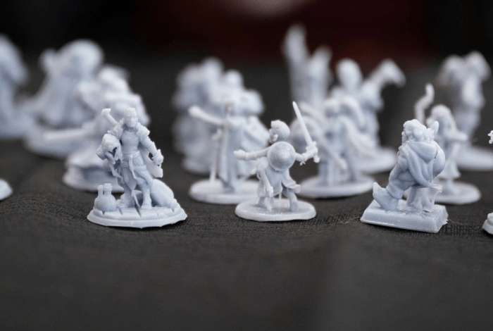 A collection of miniature roleplaying figurines.