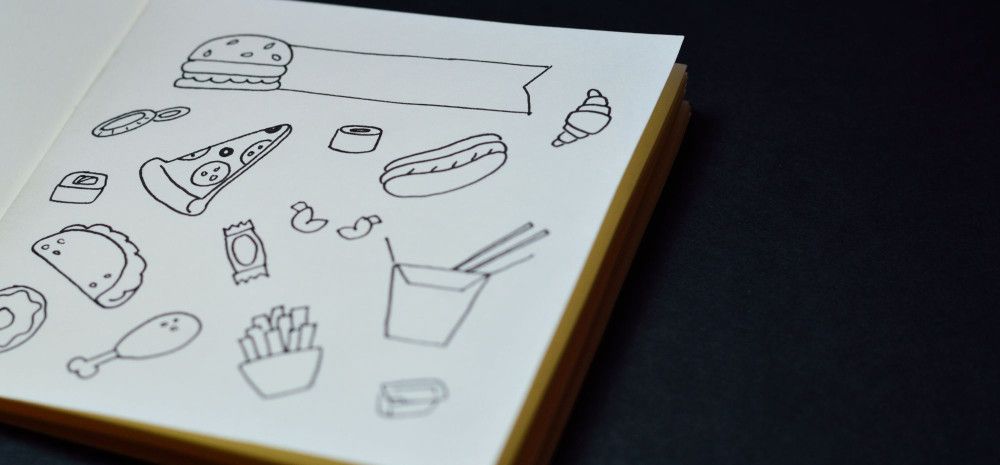 Line drawing of everyday objects.