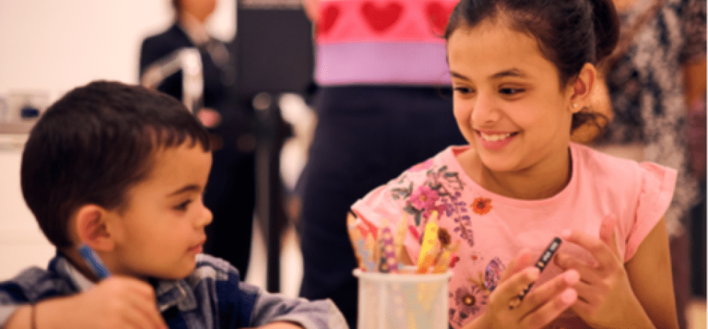 Children enjoying drawing and making together. Photo: Eugene Hyland.