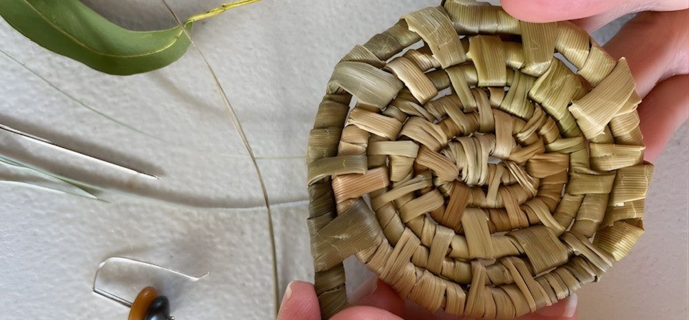 Woven artefact in progress.