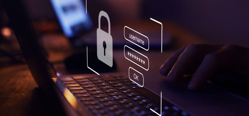 A close-up of a laptop displaying a secure login screen with a padlock icon, symbolising online security, privacy and password protection.
