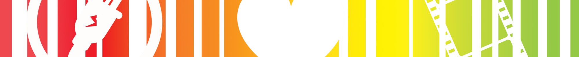 Colourful montage of symbols including a plug, a heart and film slides.