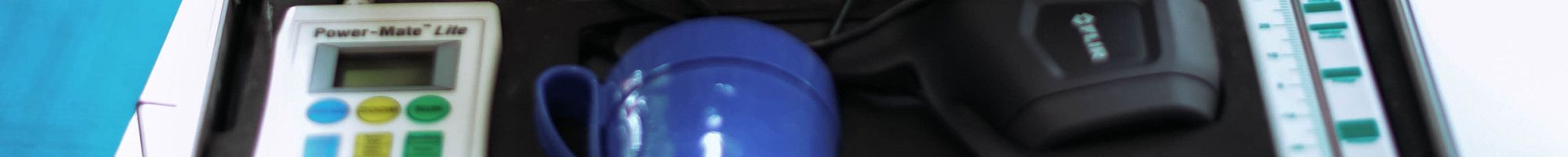 Equipment for improving household energy efficiency inside a padded metal case.