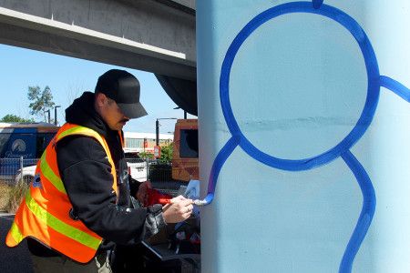 A man painting