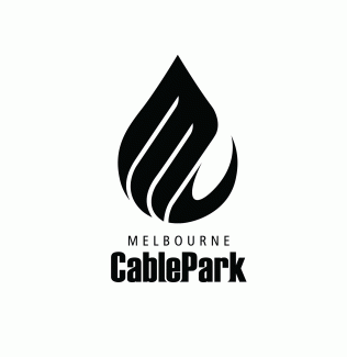 Black wave logo with the words Melbourne Cable Park