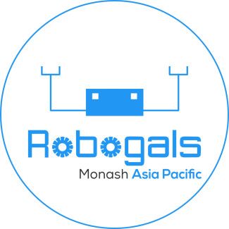 Representation of a robot with the words Robogals Monash Asia Pacific