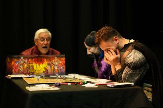 Three people in a role playing game at Dandy-Con.