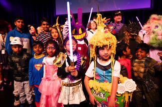 A group of children in cosplay at Dandy-Con.